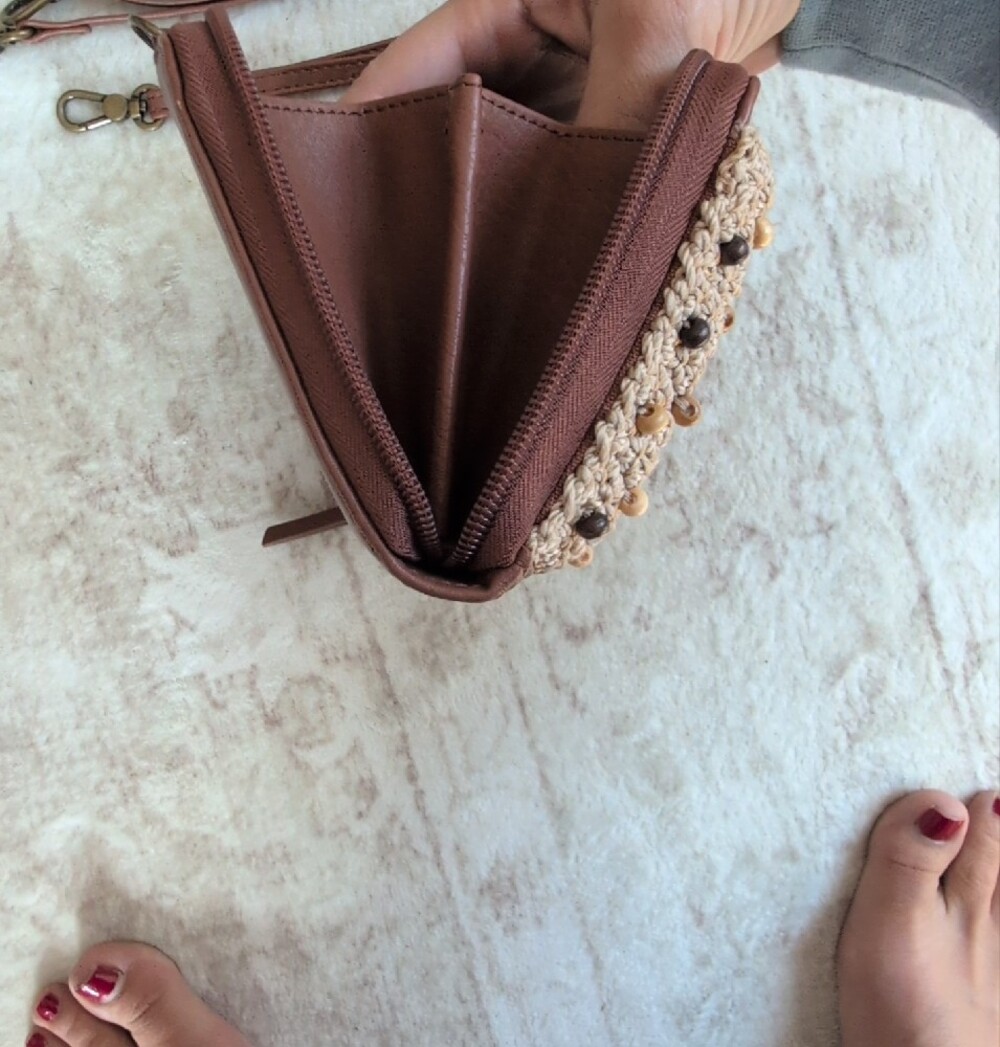 The Sak Brown Woven Crossbody, Clutch Or Wristlet Wallet - Picture 6 of 13